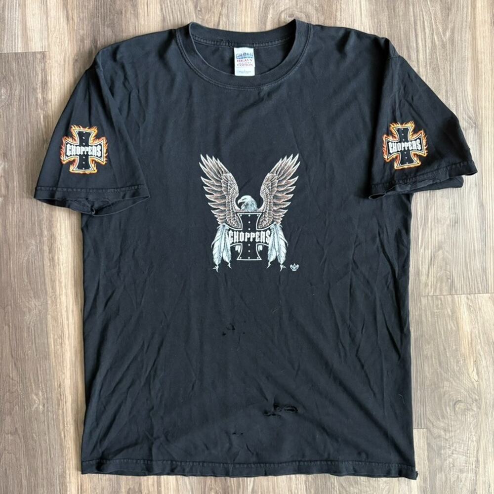Vintage West Coast Choppers T-Shirt Men's Size L Eagle Native DRY ROT WEARABLE